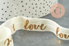 Ruban élastique écru or LOVE EFJF,bracelet EVJF,ruban mariage, scrapbooking,16mm, X1 ou X5 ou X10mètres G1286