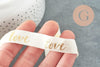 Ruban élastique écru or LOVE EFJF,bracelet EVJF,ruban mariage, scrapbooking,16mm, X1 ou X5 ou X10mètres G1286