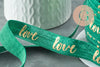 Ruban élastique vert or LOVE EFJF, bracelet EVJF,ruban mariage,fourniture créative,scrapbooking,16mm,1 mètre G3759