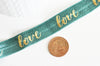 Ruban élastique vert or LOVE EFJF, bracelet EVJF,ruban mariage,fourniture créative,scrapbooking,16mm,1 mètre G3759