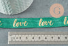 Ruban élastique vert or LOVE EFJF, bracelet EVJF,ruban mariage,fourniture créative,scrapbooking,16mm,1 mètre G3759