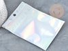 Sacs zippé plastique rectangle gris holographique 14.9x10.5cm, sachet cadeau bijoux, x5 G8757