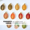 Pendentif médaille ovale Vierge Marie laiton doré émail 19.5mm  x1 (G2939)