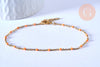 chaine de cheville acier doré 14k résine orange chaine doree, bracelet chaîne fine,1.5-2mm,23cm, X1 G3744