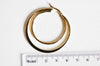 créoles double acier doré, bijoux doré, création bijoux, oreille percée,sans nickel, la paire, boucles acier,42mm -G1311