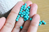 grosse perles de rocaille turquoise peintes 4mm, perles rocaille, x10Gr G3812