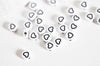 perle ronde coeur noir plastique blanc,perle plastique,perle ronde lettre,création bijoux,perle coeur, x 10 grammes-G2031