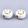 perle ronde smiley doré plastique blanc,perle plastique,perle ronde lettre,création bijoux,perle coeur, lot de 10 grammes G4801