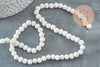 perles lave blanche,perle ronde,lave naturelle, lave blanche, pierre naturelle, fil de 38cm , 6mm, X1 G1289