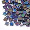 perles rocaille carré verre rectangle arc-en-ciel plaqué 4.5mm, x50 (4.8GR) G5486