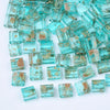 perles rocaille carré verre rectangle vert transparent or, perle carré, perle tila,4.5mm,2 trous, x50 (4.8GR) G5475