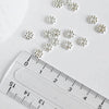 rondelles fleurs laiton argenté, fournitures créatives, perles argentés, création bijoux, perles intercalaires,lot de 10, 5mm-G0946