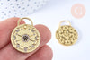Pendentif rond lune étoiles laiton doré 18K zircon 27.5mm,pendentif doré avec cristaux pour création bijoux,l'unité G6969-Gingerlily Perles