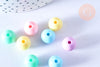 Perle ronde en plastique multicolore 12mm , perle enfance en plastique coloré, couleurs mélangées,lot de 50 perles (46.5 Gr) G6633-Gingerlily Perles