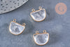 Pendentif demi-cercle en cristal de roche facetté laiton doré 18mm,pendentif bijoux pierre,quartz transparent naturel, l'unité G6865-Gingerlily Perles