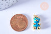 Pendentif ourson laiton doré 18K résine turquoise 17.5mm, pendentif laiton jouet, bijou d'enfance,l'unité G6642-Gingerlily Perles