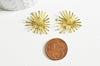 Pendentif médaille coeur soleil laiton brut, un apprêt doré sans nickel,une médaille dorée en laiton brut,26x24mm,lot de 2, G3223