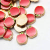 breloque pomme rouge zamac doré,thème fruit, fournitures à coller pour décorer pierres et bijoux,8.8mm, lot de 2 G4278