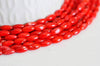 perle ovale corail rouge,perles corail, fabrication bijoux,grain de riz,corail rouge,corail naturel, fil 51 perles-G993
