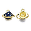 Pendentif boule planète étoiles émail bleu zamac doré 13mm, pendentif laiton émaillé,sans nickel,l'unité G6006