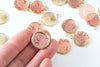 Pendentif médaille rond lune étoiles émail rose zamac doré 25mm, pendentif laiton émaillé,sans nickel,l'unité G6373