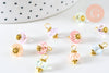 Pendentif perle fleur cristal pastel laiton doré 12mm,pendentif cristal, pendentif doré cristal, création bijoux, les 10 G6282