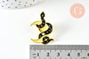 Broche pins serpent lune mystique doré émail noir jaune 32.5x23.5mm,broche dorée,creation bijoux,décoration veste,l'unité G6321-Gingerlily Perles