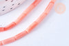 Perle tube bambou de mer rose, perle imitation corail pour fabrication bijoux en bambou de mer naturel, fil de 40cm G6591