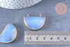 Pendentif demi-lune opalite 32mm,creation bijou,pendentif pierre de synthèse, création bijoux opalite, l'unité G6605