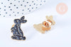 Broche pins lapin motif mystique noir doré émail 26x17mm,broche dorée,creation bijoux,décoration veste,l'unité G6617-Gingerlily Perles