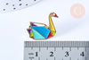 Broche pin's cygne origami doré émail multicolore 18x21mm,broche dorée,creation bijoux,décoration veste,l'unité G6615-Gingerlily Perles